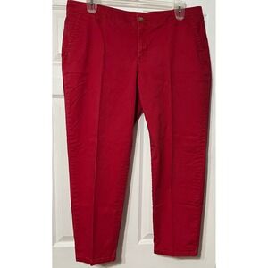 Liz Claiborne Red Cotton Blend Cropped Pants Women's Size‎ 16